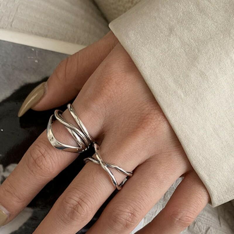 925 Sterling Silver Vintage Cross Winding Finger Rings for Women Couple Minimalist Party Jewelry Gift Prevent Allergy