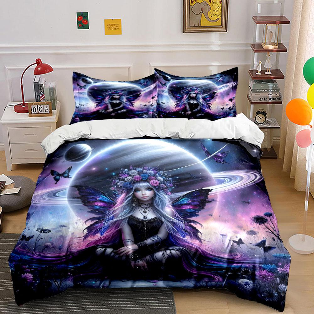 "Fantasy Fairy Art Decor Set" Soft Skin-Friendly Bedding Set Includes 1 Duvet Cover And 2 Pillowcase Gift