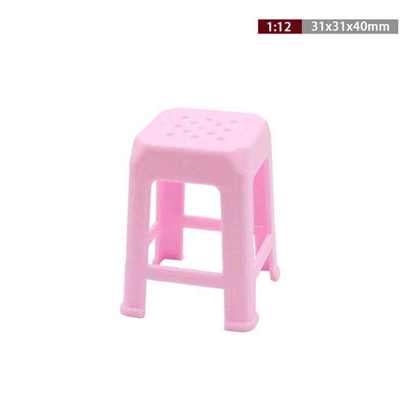 1Pc Dollhouse Miniature Plastic Stool Small Chair Model Doll House Mini Simulation Living Room Furniture Decor Toy Accessories