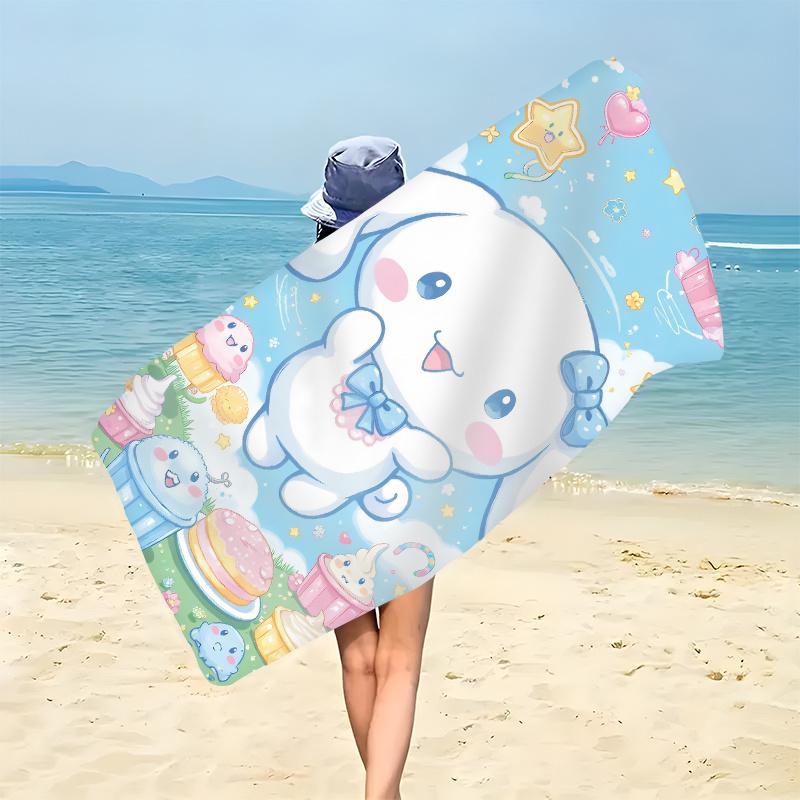 1 SanrioSummer Towel Absorbent Cute Cartoon Design with Cupcakes and Stars Compact Rectangle for Beach Travel Pool Bathroom