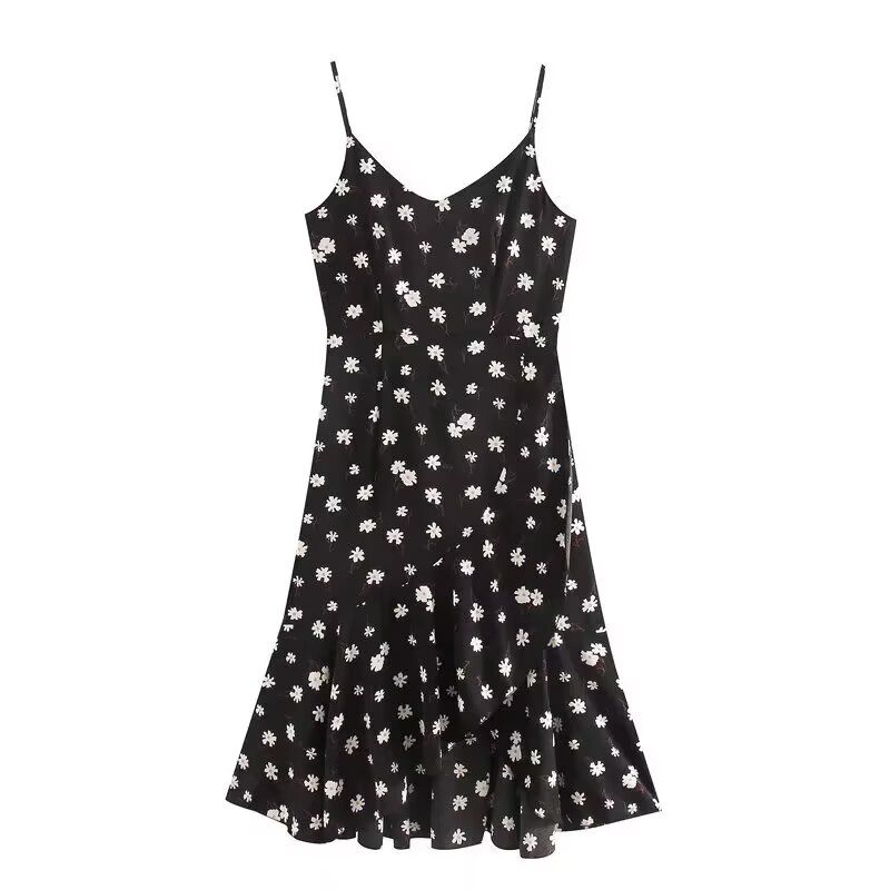 Kaslead New Arrival Women's Clothing Fashion Style Fashion Minimalist Ruffled Spaghetti Straps Dress