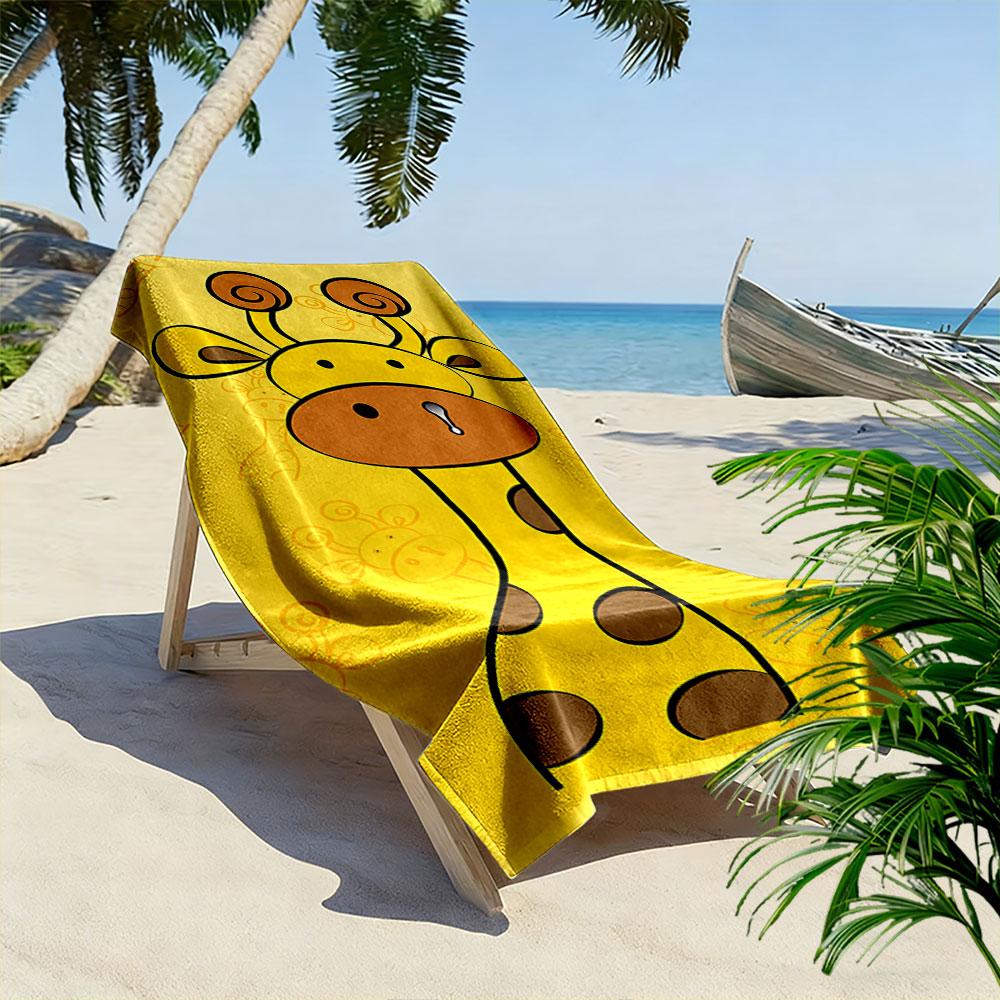 Cute Cartoon Giraffe Print Towel Beach Towel Quick-drying for Travel Outdoor Sports Jogging Beach and Swimming