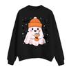 Women's Casual Fashion Round Neck Long Sleeve Halloween Printed Sweatshirt