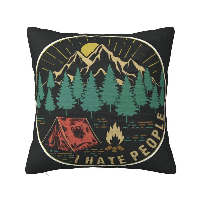 Camping Hiking Mountain Nature River Cushion Cover Soft Adventure Camper Throw Pillow for Sofa Square Pillowcase Home Decorative