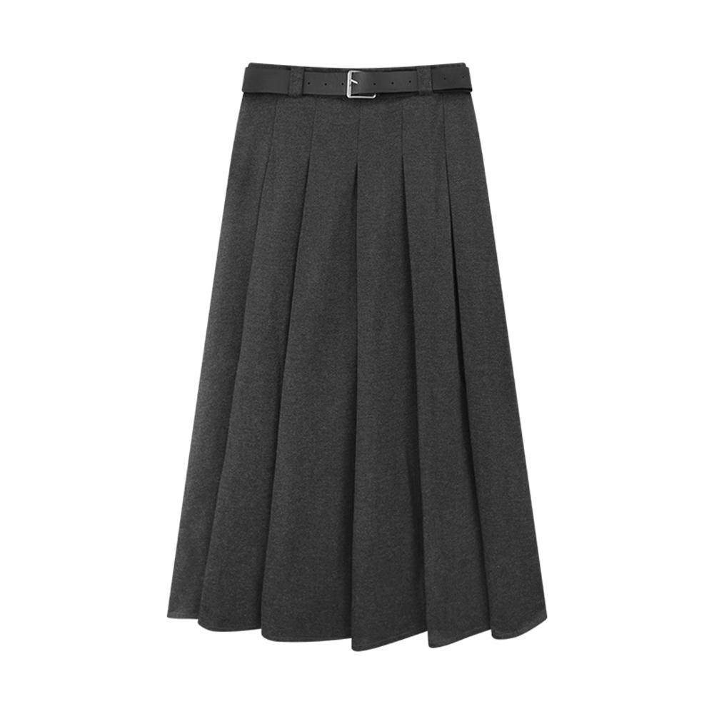 Eleganter Plissee-Maxirock aus Wollmischung für Damen 2026 Winter Hohe Taille Stereo Strapazierfähiger Rock Büro Dame Kleidung
