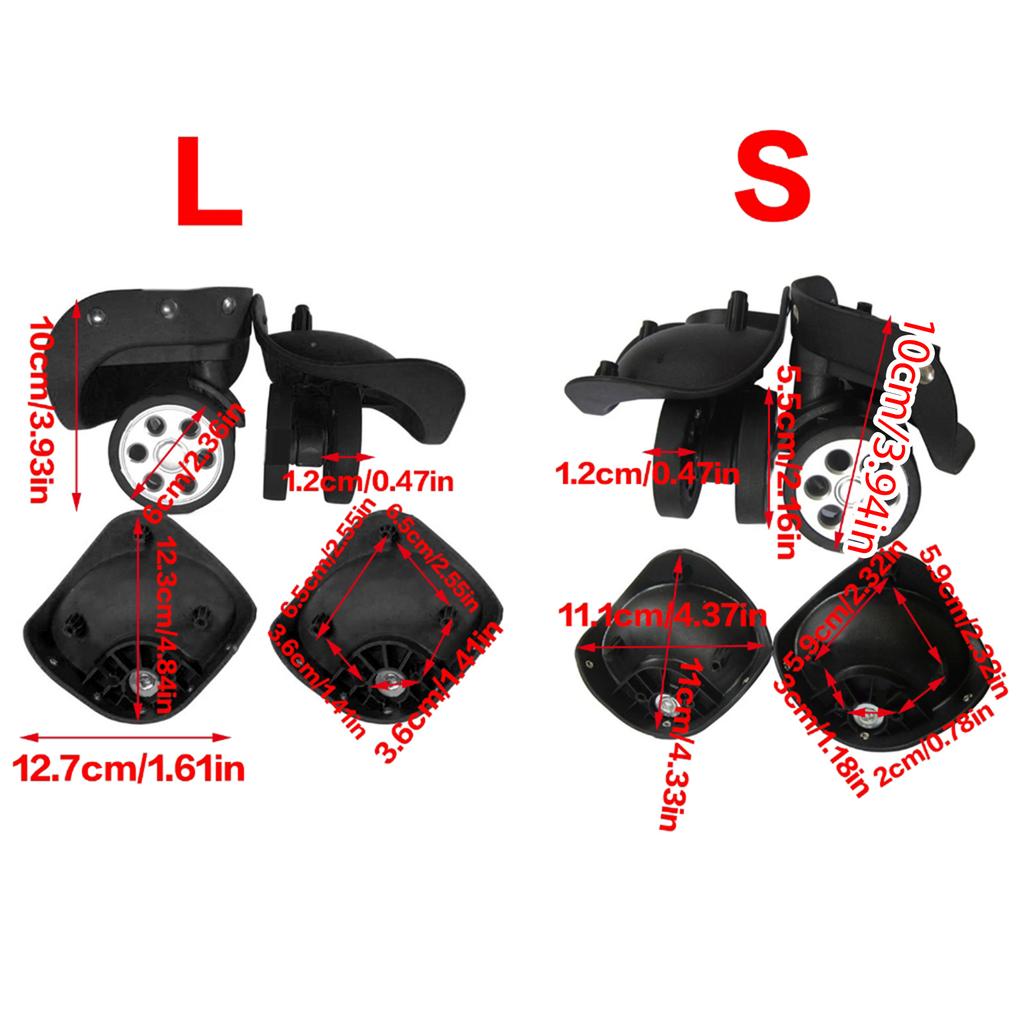 A79 Gepäckräder Koffer Doppelreihe Rollen Reparaturset 360° Spinner Rollen Schwerlastrad 1 Paar mit Schrauben