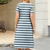 Ladies' striped printed casual and fashionable short sleeved round neck dress