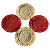 Christmas Theme Macrame Round Set of 4 Coasters Bohemian Style, Handmade for Tea Cups, Coffee Mugs, Beer Glasses,