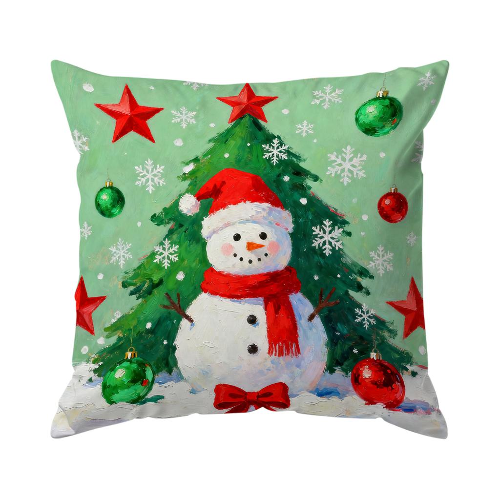 Cartoon Christmas Theme Pillowcase Printed Polyester 40/45/50Cm Throw Pillowcover Decorative Sofa Cushion Pillowslip Home Decor
