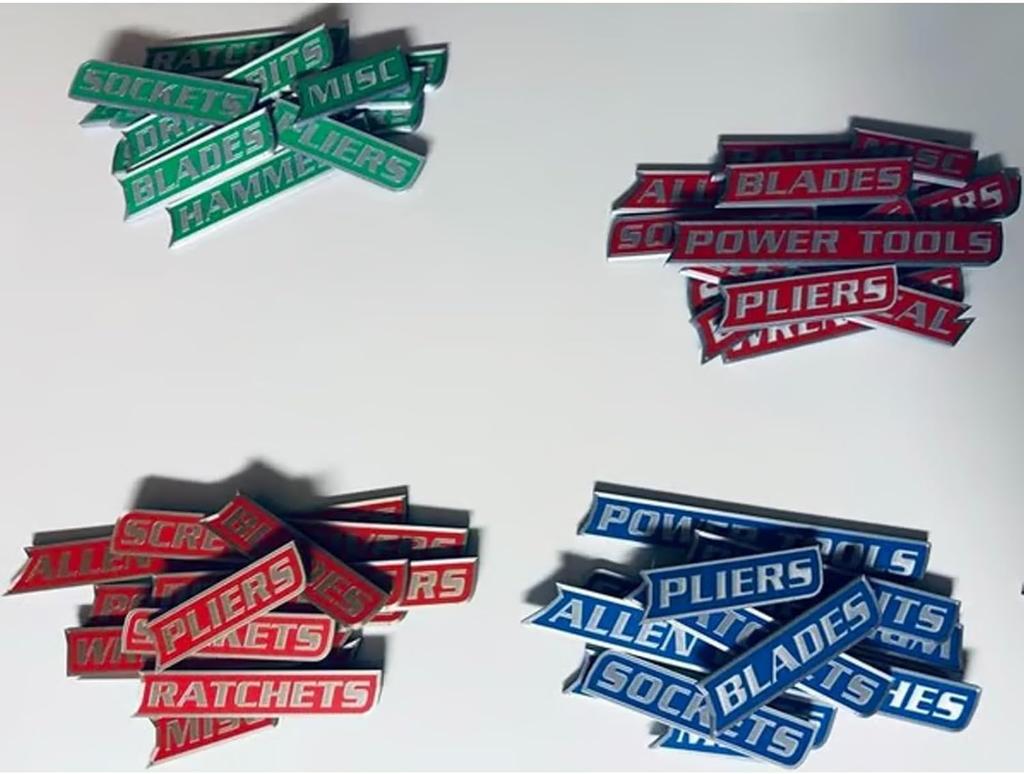 12PC Magnetic Toolbox Labels,3D-Printed Tool Box Labels,General Tool Box Organize Accessories,Reusable Tags for Steel Toolboxes,Carts,Drawers,Cabinets