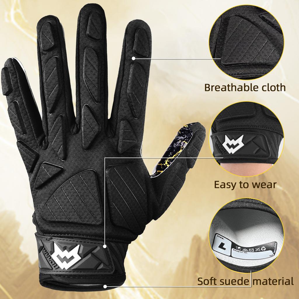 Guanti da Football Padded WVVOU, Guanti da Ricevitore Padded Aderenti, Guanti da Lineman per Football