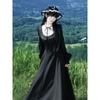 Vintage Balck Y2k Midi Dress Sweet Harajuku Gothic Long Sleeve Dress Autumn Winter A Line Lace Dress Women Korean Fashion