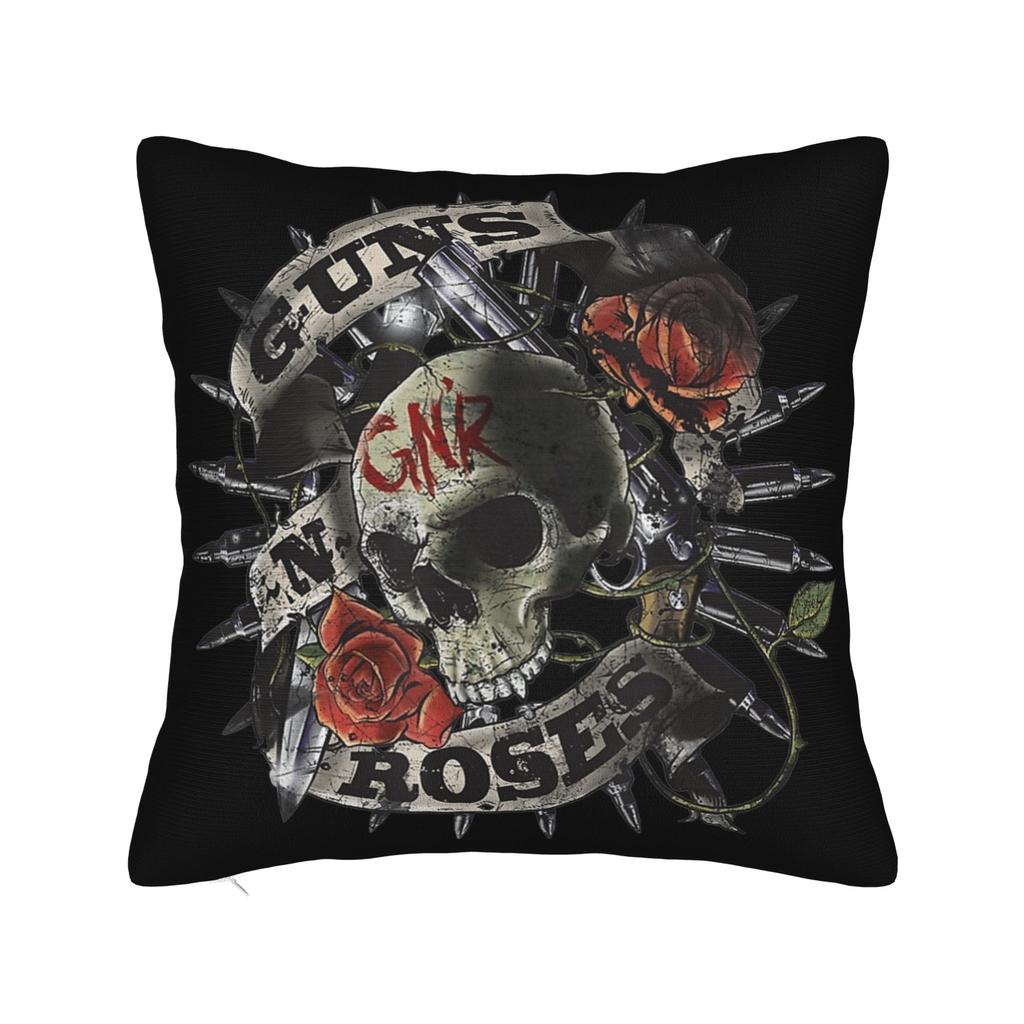 G-Guns N Roses Logo Rock Band Pillowcase Printing Cushion Cover Gift Skull Throw Pillow Case Cover Living Room Zippered 45X45Cm