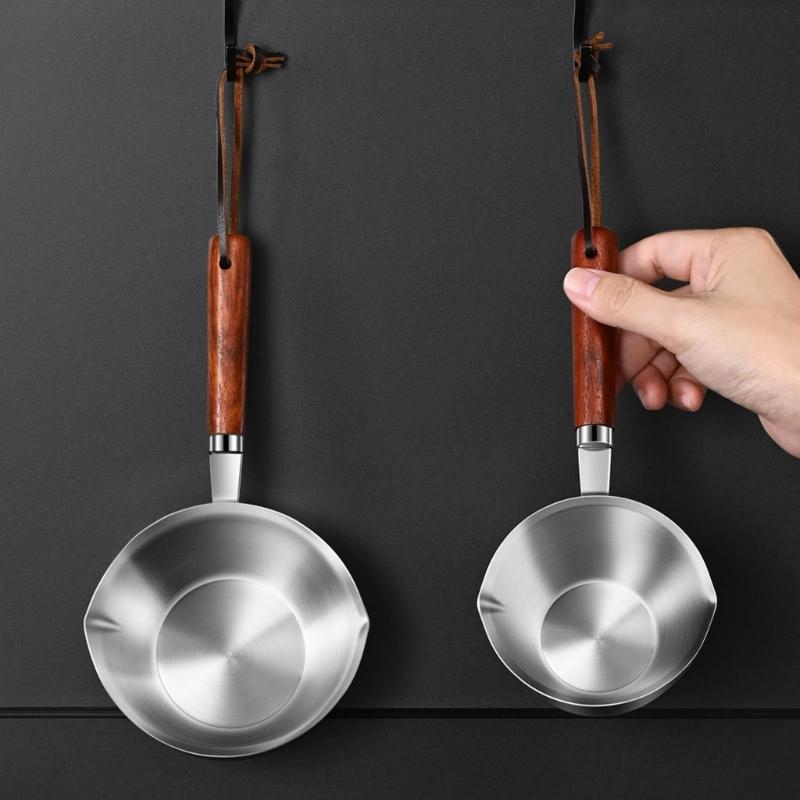 Mini Oil Pan 304 Stainless Steel Flavored Oil Pan Small Household Fried Egg Pan Hot Pan Hand-held Anti-scalding Pan for Kitchen