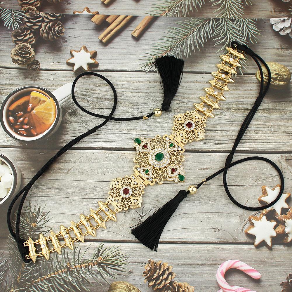 Bijuterii Mireasa De Dama Chic Culoare Aurie Lant In Talie Cu Franjuri Accesorii