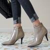 Elegant Women's Ankle Boots Fashion High Heel Short Boot Autumn Winter Shoes Pointed Toe Black Grey Party Shoes Lady Large Size
