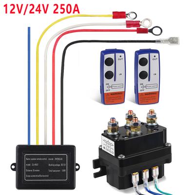 12V 24V 250A Contacteur Treuil Télécommande Relais Solénoïde Kit Double Télécommande Sans Fil Accessoires Voiture Récupération Off Roaders