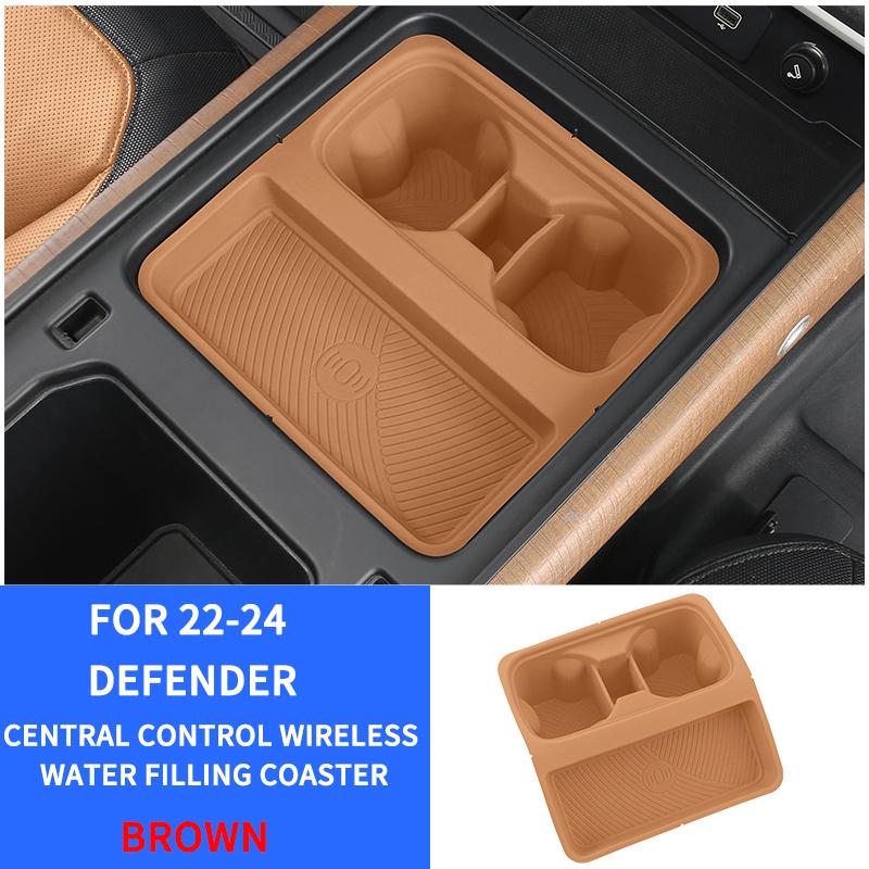 

For Land Rover Defender 110/90/130 modified central control wireless water cup holder silicone non-slip 22-24 storage pad