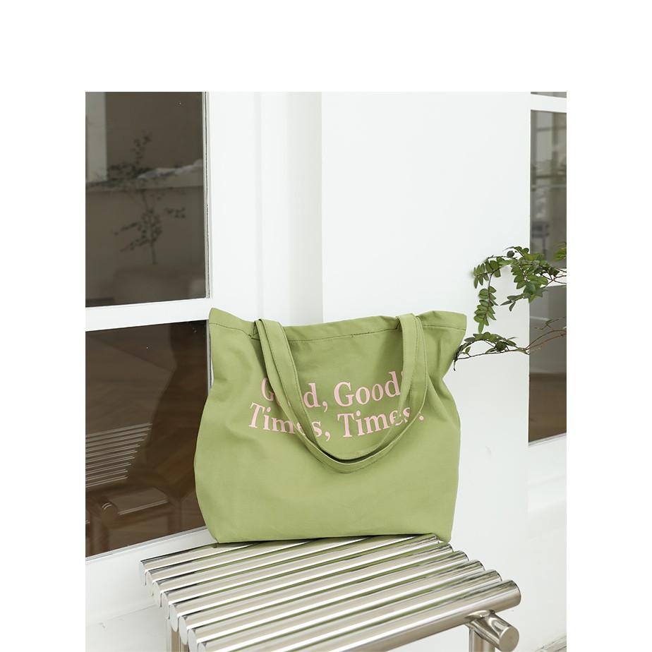 IELGY Korean Version of Casual Large-capacity Literary Canvas Bag, Simple Letter Printing Handbag