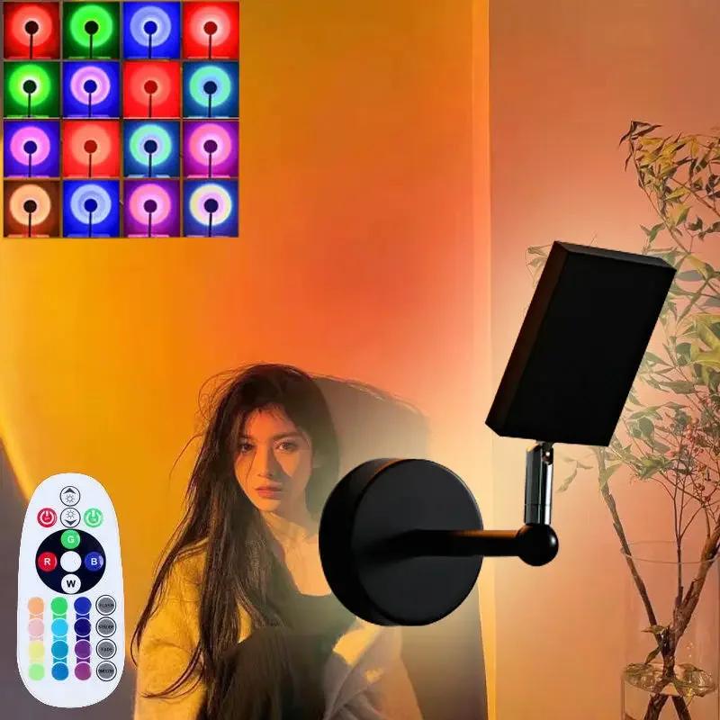 DurableSunset Light Photo Projection Wall Light Rainbow Atmosphere Sunset Decoration Bedside Sunset Red Wall Light