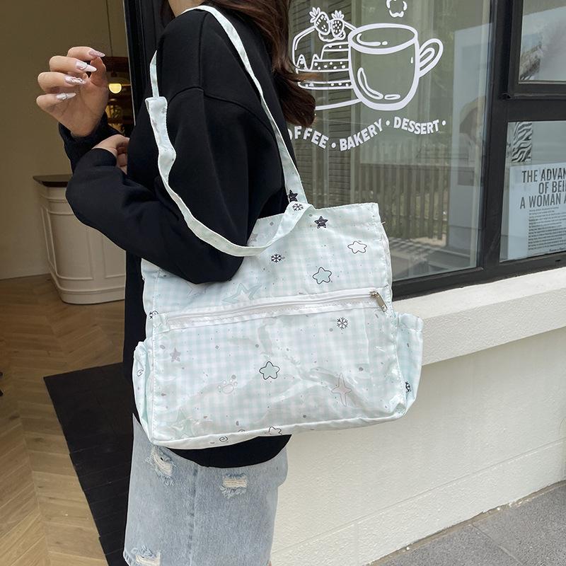 Japanese Style Simple Cute Star Print Tote Crossbody Bag For Girls