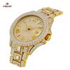 Men Luxury Full Diamond Quartz Watch Roman Numeral Date Display Iced Out Hip Hop Wrist Watch Waterproof