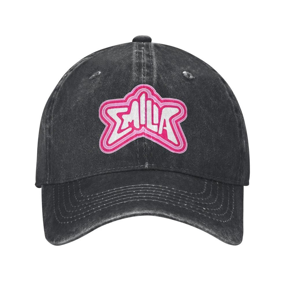 Emilia Mernes Pink Logo Unisex Baseball Caps Distressed Denim Caps Hat Vintage Outdoor Workouts Unstructured Soft Snapback Hat
