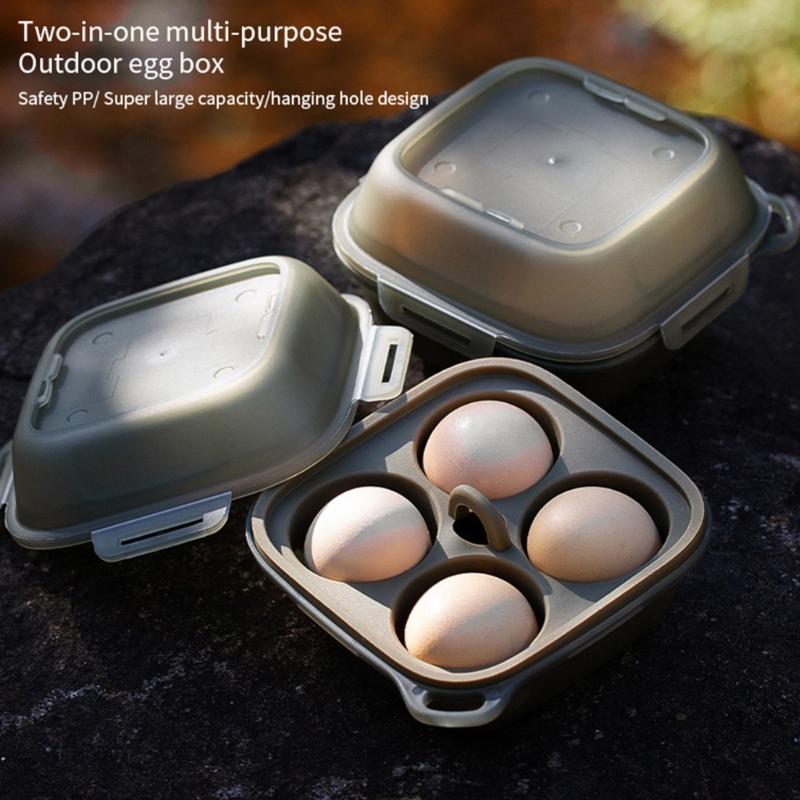 Practical 4 Compartment Eggs Container With Shockproof Silicone Protections Eggs Holder for Outdoor Camping Picnics