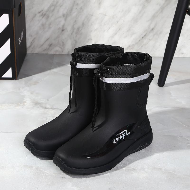 New Thick-soled Velvet Warm Fishing Special Rain Boots Rubber Shoes Waterproof and Non-slip Water Shoes Men's Rain Shoes Short Tube Thickened