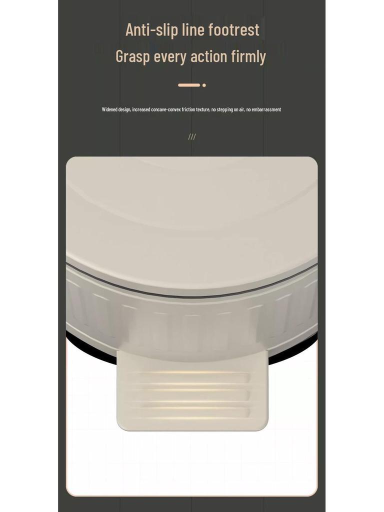 Ivory White Roman Pattern Trash Can with Silent Slow-Close Foot Pedal and Lid