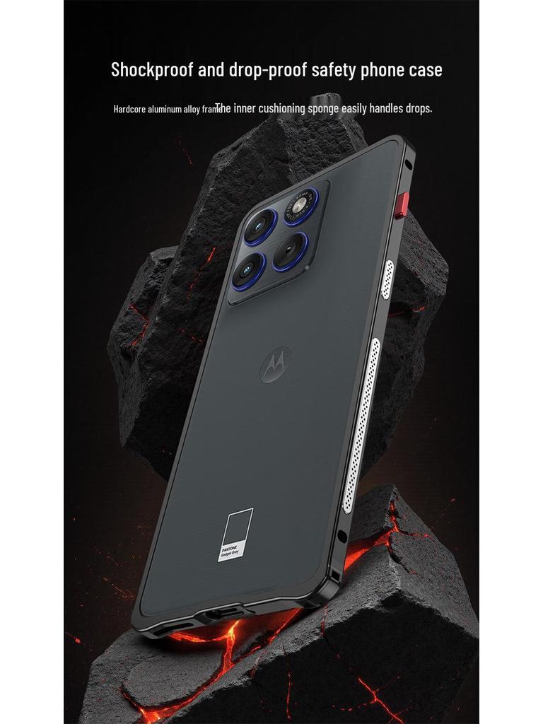 Motorola X70 Air Pro Cooling Metal Frame Edge 60s Seahorse Buckle Case, Cross-Border Compatible