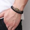 Vintage Indigo Braided Wax Rope Dzi Bead Pendant Necklace Men's Punk Collarbone Chain Personality Accessory