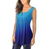 Women's Casual Fashion Plus Size Printed  Sleeveless Button V-Neck Pullover Top