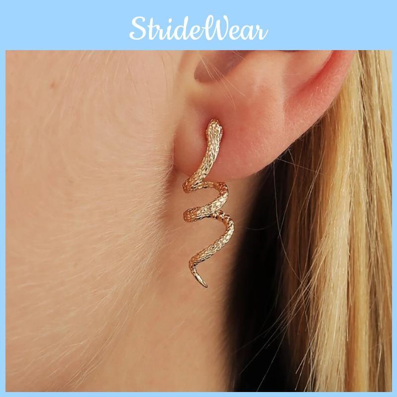 And Elegant Gold Silver Snake Design Alloy Stud Earrings For Women Accessory Fashion