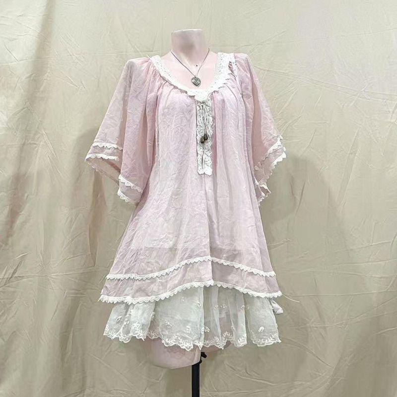 

Корейский стиль Свободный Повседневный Нарядный Западный стиль Стройнящий Модный Рубашка Топы Юбка Комплект из двух предметов Женский Летний White overskirt S