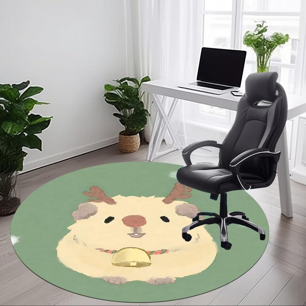 1pc Reindeer Plush Toy Chair Carpet for Office Non Slip, Lightweight, Machine Washable Rug for Office Holiday Decor