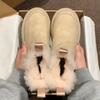 Thick-soled inner height-increasing leather fur snow boots women's 2025 winter new piled thick cotton shoes short boots
