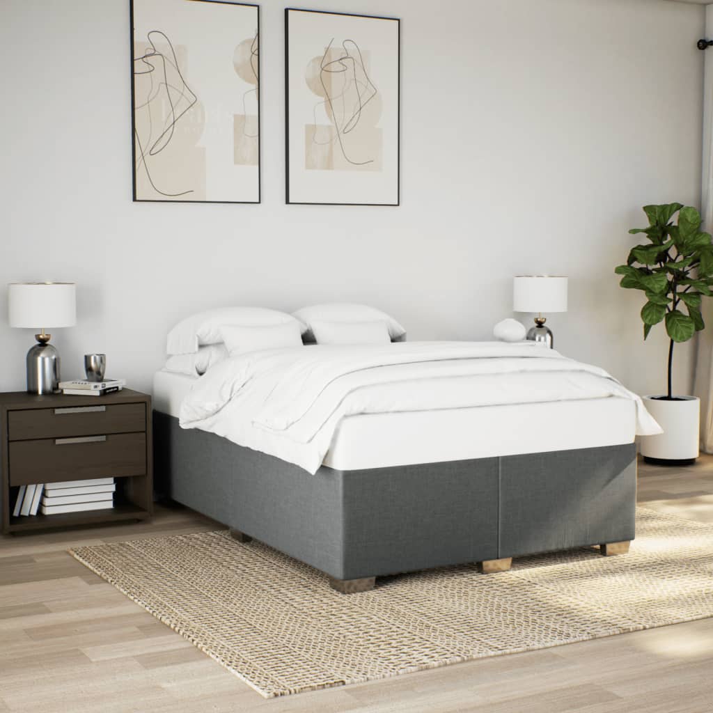 Bed Frame without Mattress Dark Grey 140 x 190 cm Fabric