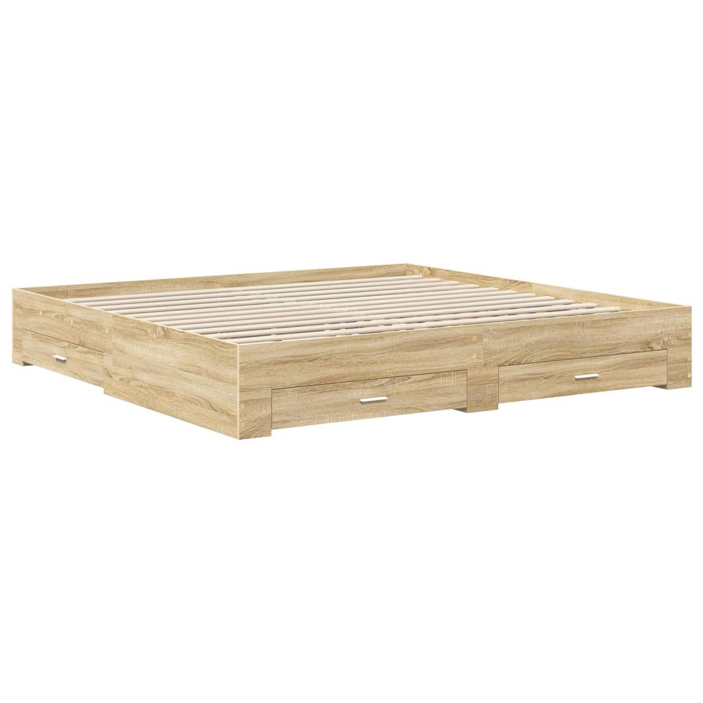 Storage Bed Frame with Drawers and Headboard Wood Based Material