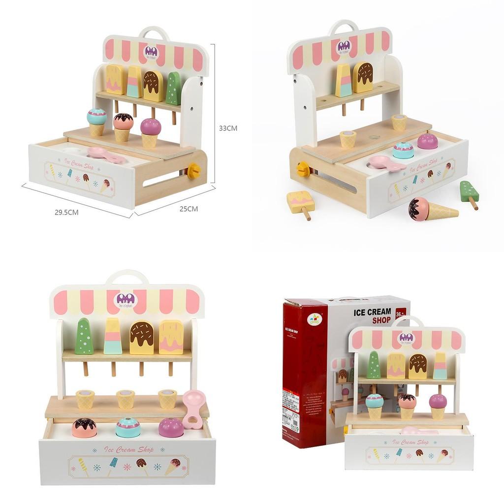Children Wooden Ice Cream Toy Set Imaginative Play Motor Enhancement Skills
