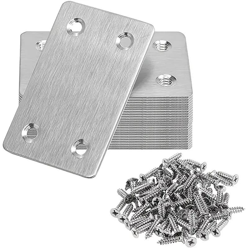 

10Pcs Stainless Steel Angle Code Fixing Bracket Iron Plate 4-Hole for Furniture Quick Links Connector Straight Connecting Plate 10 Angle codes 40 screws
