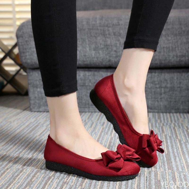 Fashion Women's Flat Bottomed Butterfly Bow Round Toe Shallow Mouth Soft Soled Shoes In Black Simple Comfortable Versatile Single Shoes