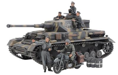 Tamiya Scale Limited Product German Panzer IV G Type Early Production Vehicle Messenger Bike Set Russian Front Plastic Model 25209 1/35