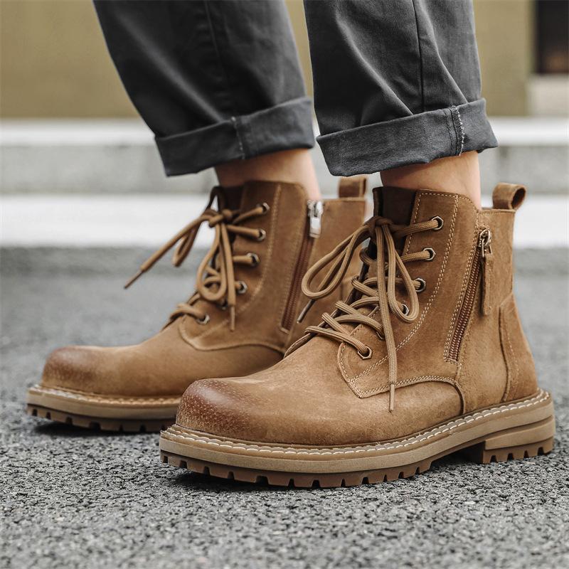 Martin boots men's 2025 new side zipper seven-hole super fire ins high street Korean version trendy handsome short boots 666-R