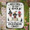 Farmhouse Chicken Coop Sign Vintage Wall Art Rooster Hens Metal Plaque Rustic Welcome Decor