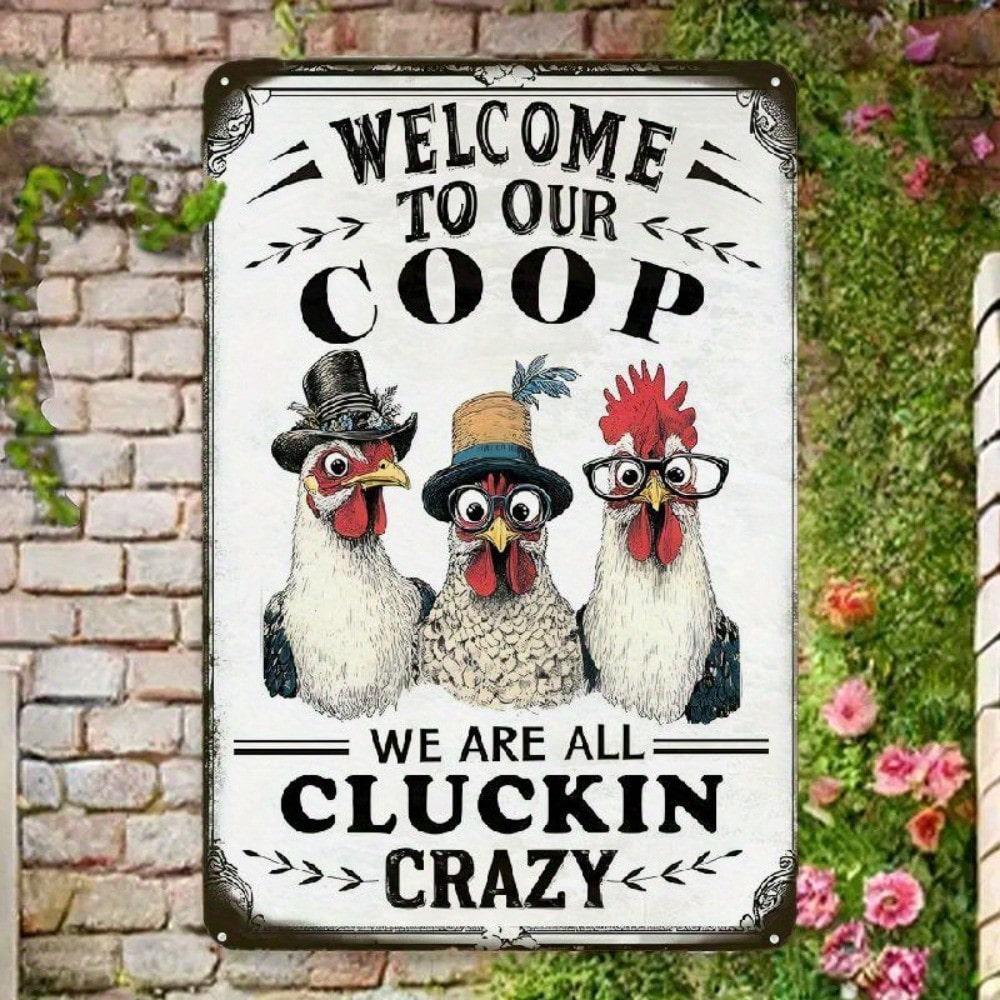 

Farmhouse Chicken Coop Sign Vintage Wall Art Rooster Hens Metal Plaque Rustic Welcome Decor 20x30 разноцветный