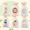 Large-size Jungle Animals Cotton Bag Happy 1st Birthday Party Decoration Kids Favors Gift Bag Jungle Safari Baby Shower Supplies