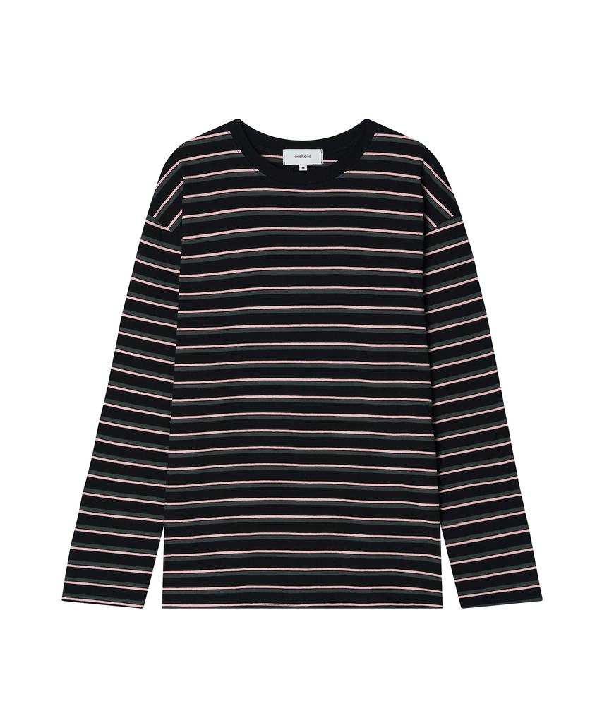 OX STUDIOS Maglia a Maniche Lunghe Multistriscia (Nero)