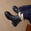 Women Fur Edged Short Plush Ankle Boots for Winter Side Zip Chunky Heel Warm Booties  Classic Leisure Short Boot