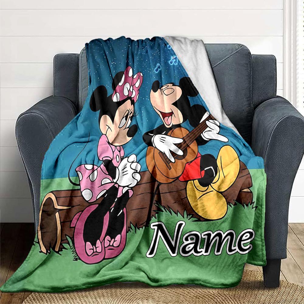 Custom Name Mickey Friends Adventure Blanket for Couch & Bed, Plush Cozy Fuzzy Blanket Super Soft & Warm Blankets for Fall and Winter. 090827